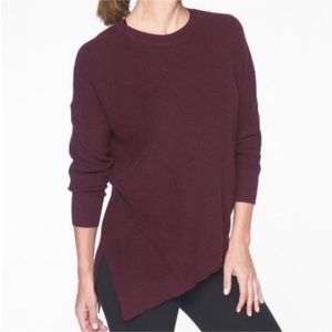 Athleta Women’s Asymmetric Hem Cotton Sweater, Purple, Size Large